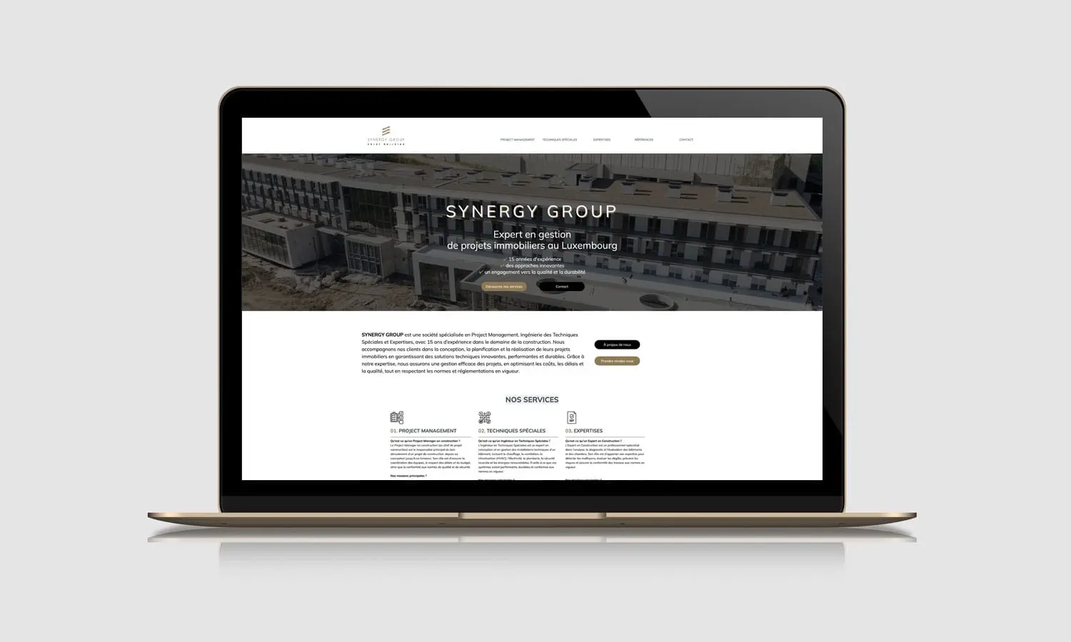 E-mage concept propose un visuel du site internet de SYNERGY GROUP LUXEMBOURG